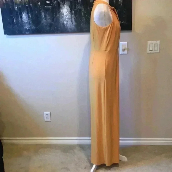 NWT Nina Leonard Mustard Twist Halter Knit Wide Leg Jumpsuit | Size M - Picture 5 of 12